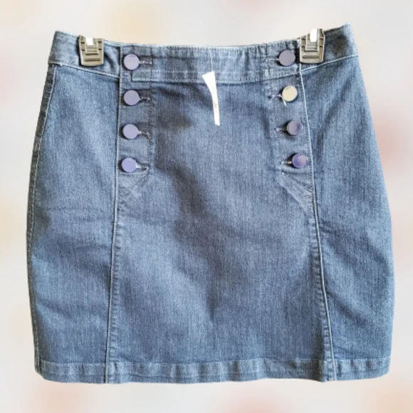 LOFT denim nautical sailor denim skirt, 29", blue - Picture 4 of 11